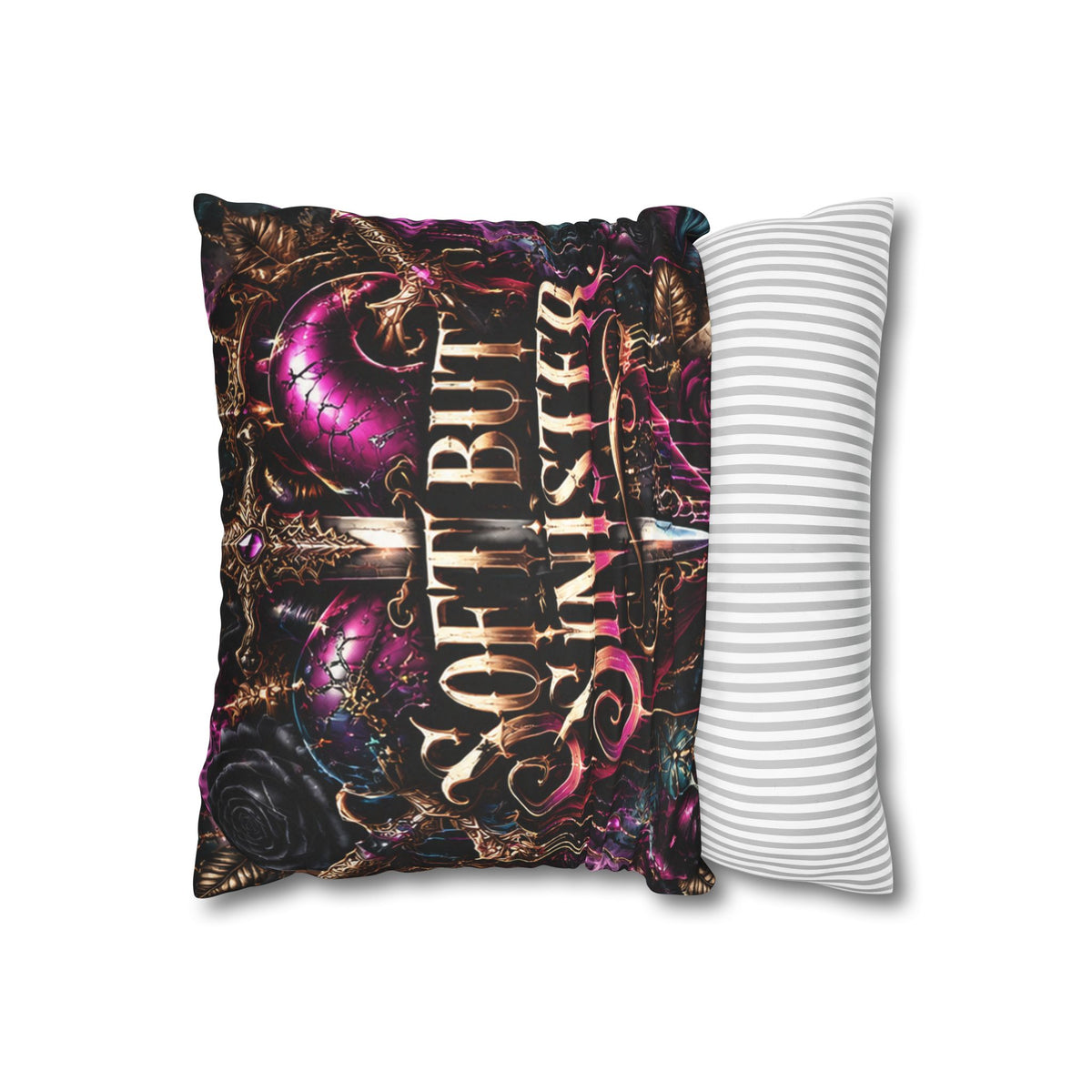 Soft But Sinister Gothic Throw Pillow Cover | Dark Fantasy Decor | Hugs & Drugs