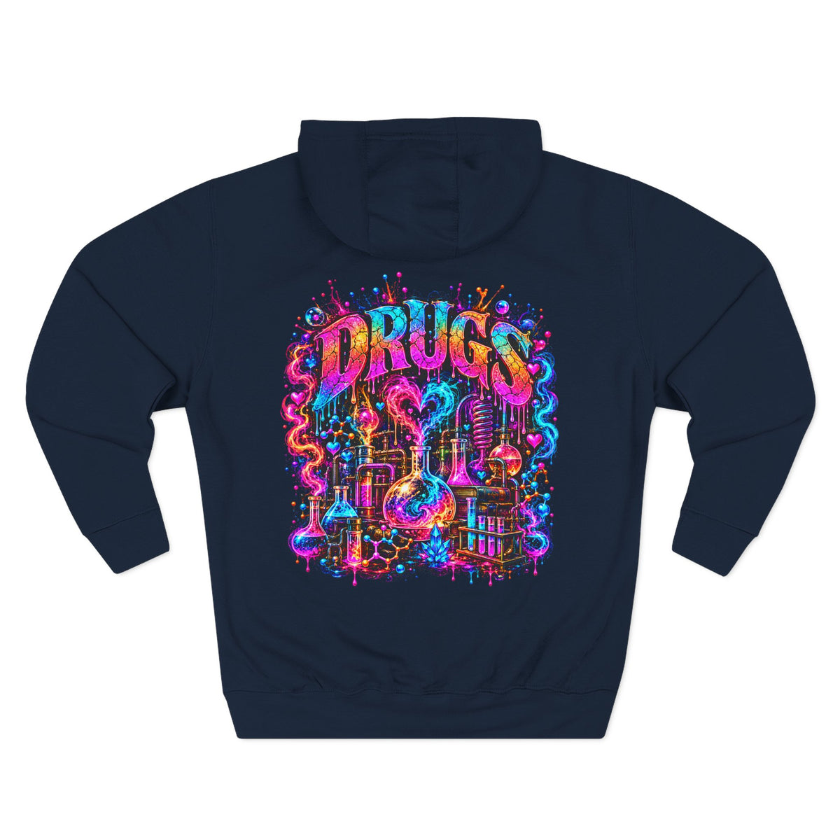 Neon HUGS Hoodie | Psychedelic Graffiti Graphic Fleece Sweatshirt