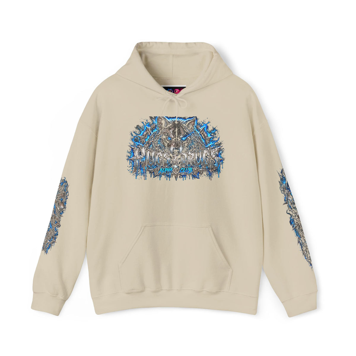 Wolf Alpha Club Hoodie – Hugs & Drugs Unisex Wolf Graphic Sweatshirt | Edgy Streetwear