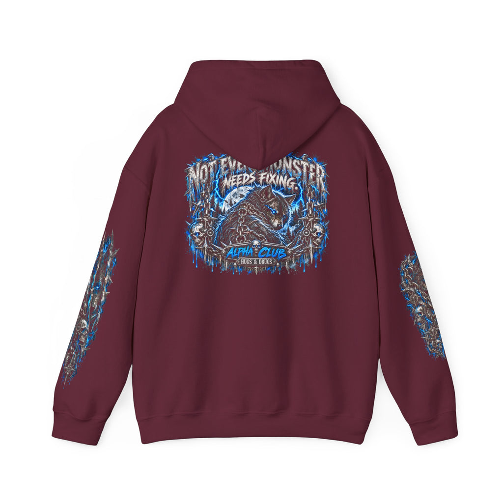 Wolf Alpha Club Hoodie – Hugs & Drugs Unisex Wolf Graphic Sweatshirt | Edgy Streetwear