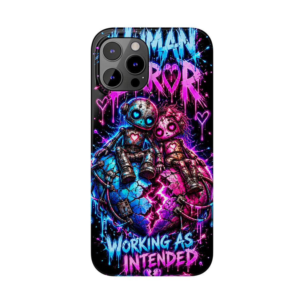Human Error – Working As Intended Slim iPhone Case | Neon Robot Graphic Phone Cover