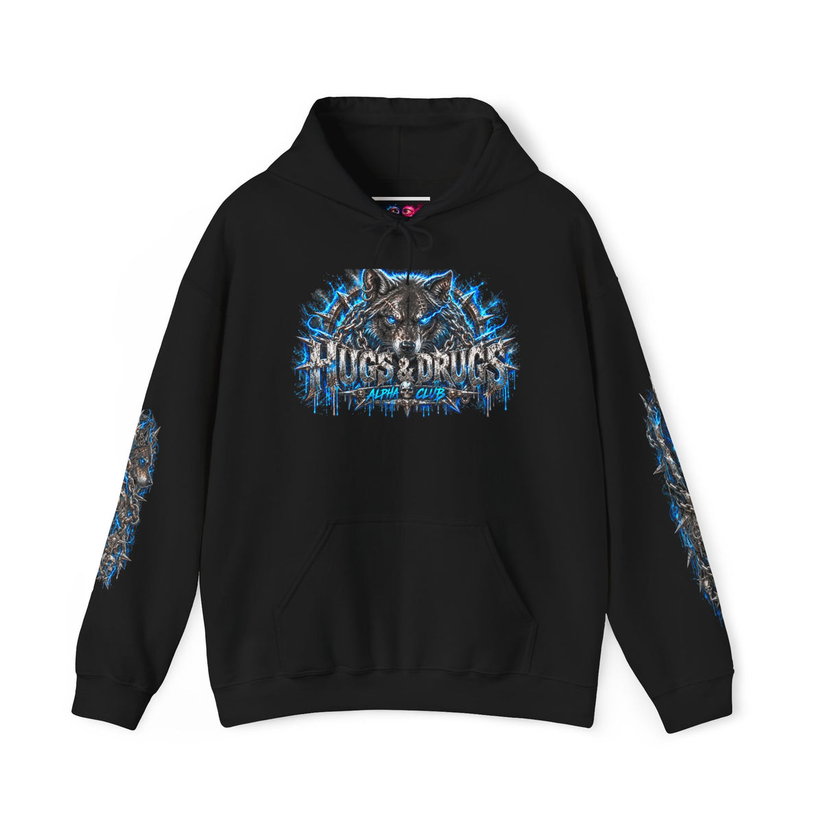 Wolf Alpha Club Hoodie – Hugs & Drugs Unisex Wolf Graphic Sweatshirt | Edgy Streetwear