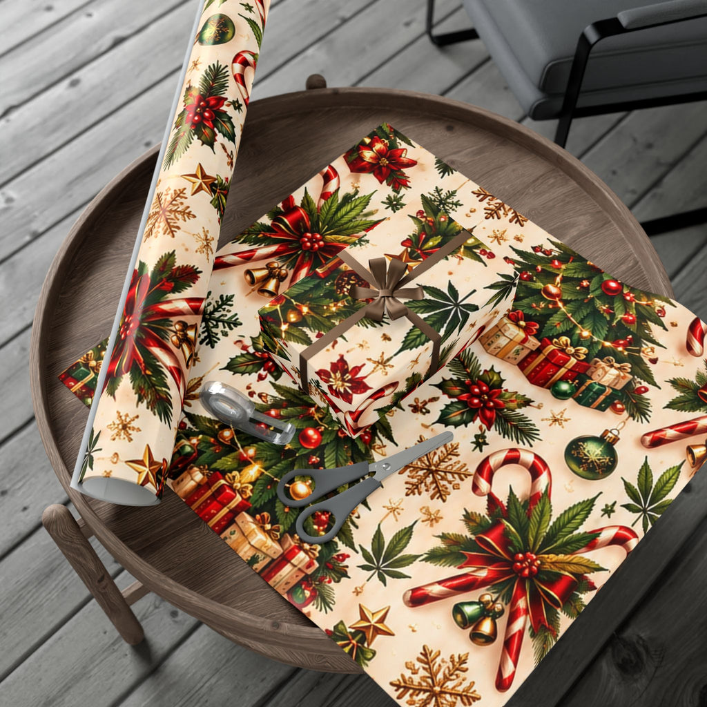Candy Cane Cannabis Christmas Gift Wrap 🎄🌿