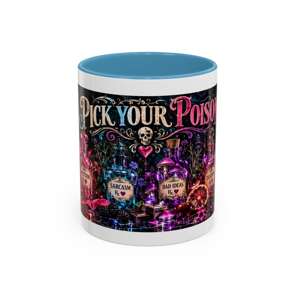 Pick Your Poison Coffee Mug | Gothic Apothecary & Psychedelic Mushroom Art | 11oz & 15oz