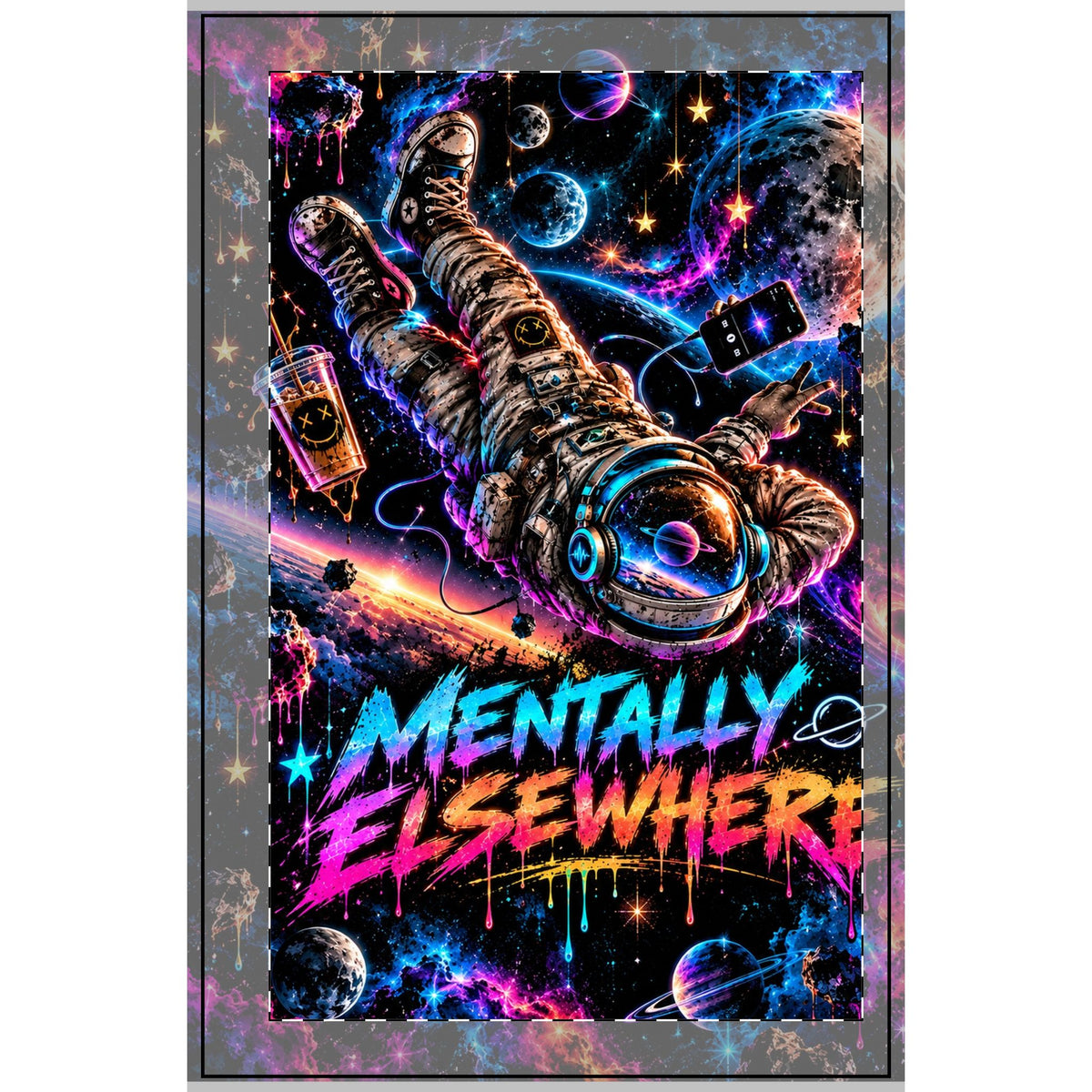 Mentally Elsewhere Astronaut Notebook | Space Journal | Dotted Spiral Notebook | Hugs & Drugs
