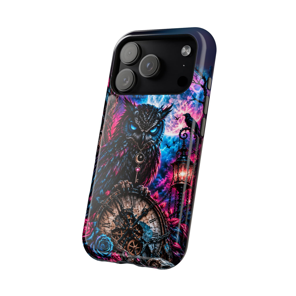 Mystical Owl Phone Case – Dark Fantasy Owl & Roses Magnetic Case for iPhone & Samsung Galaxy