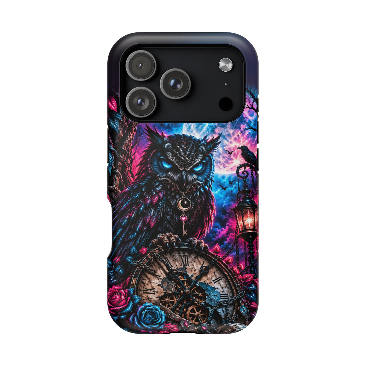 Mystical Owl Phone Case – Dark Fantasy Owl & Roses Magnetic Case for iPhone & Samsung Galaxy