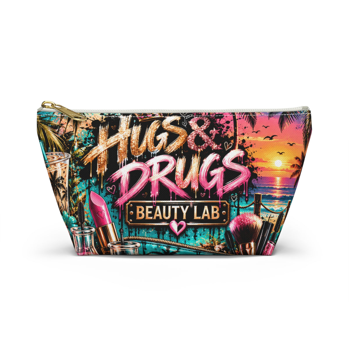 Hugs & Drugs Beauty Lab Makeup Bag |  Cosmetic Pouch & Travel Organizer