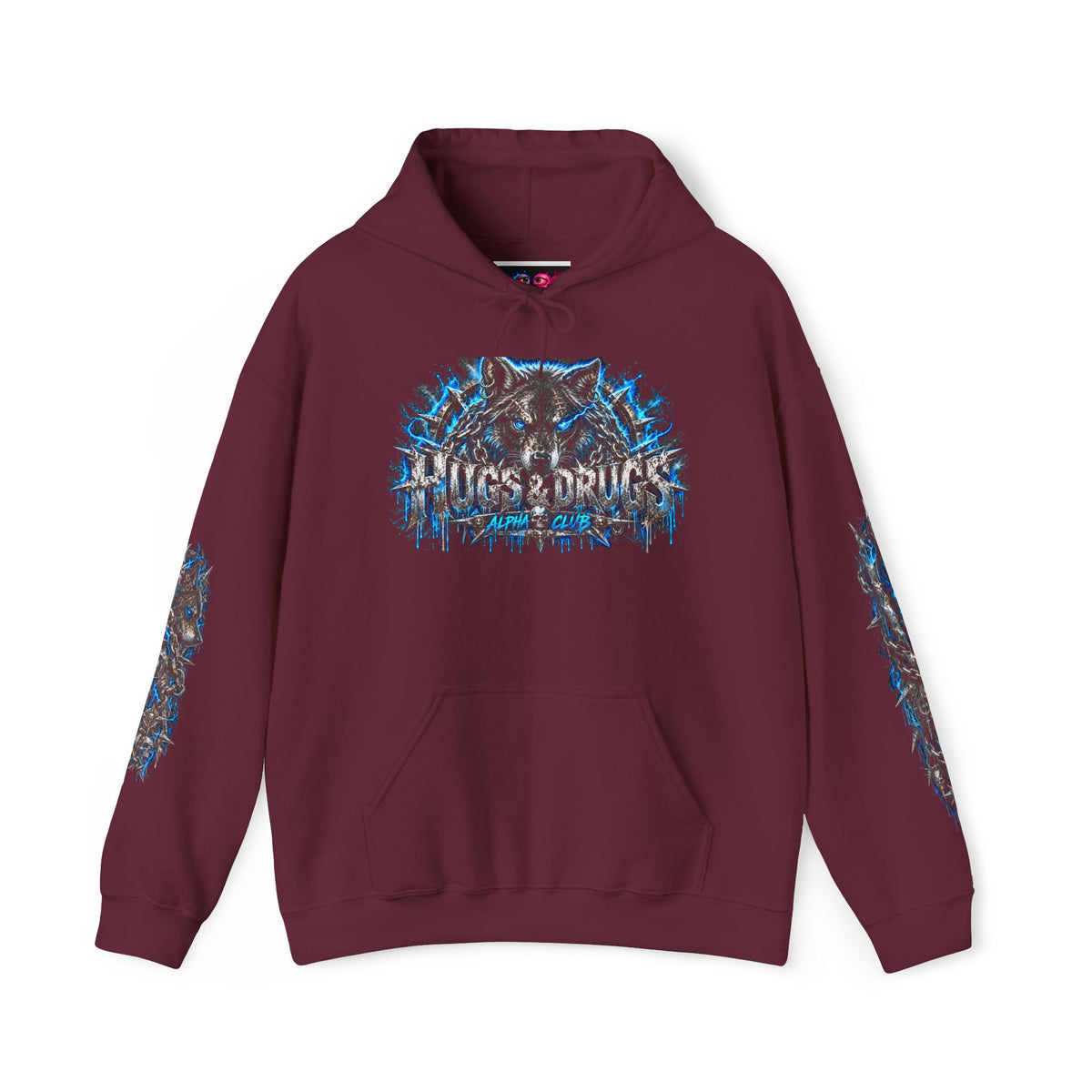 Wolf Alpha Club Hoodie – Hugs & Drugs Unisex Wolf Graphic Sweatshirt | Edgy Streetwear