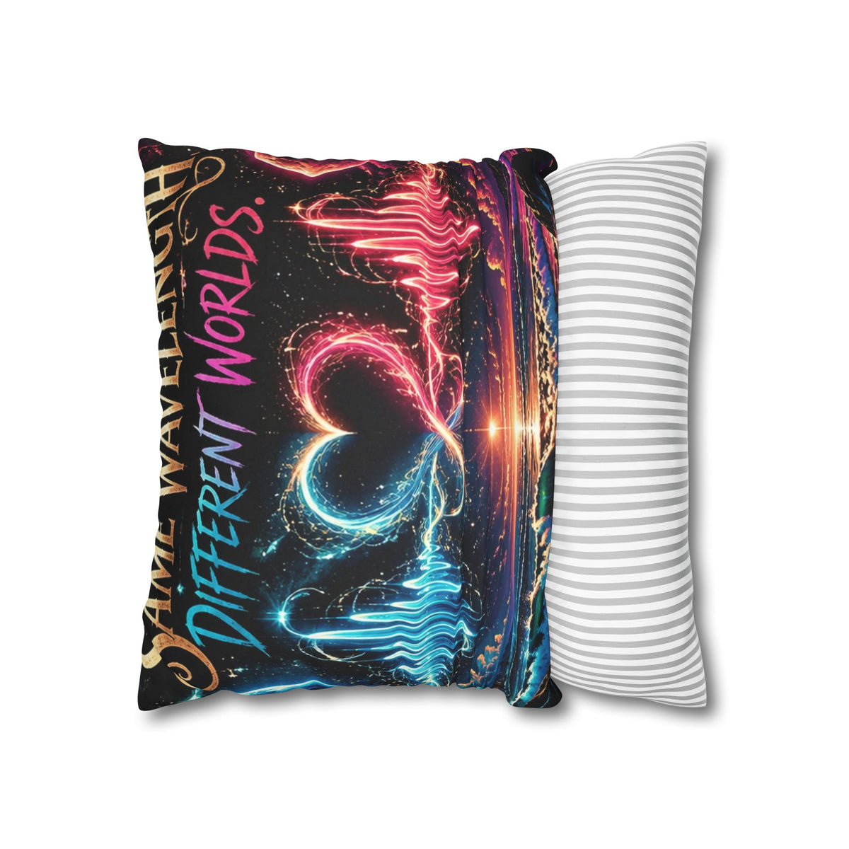 Different Worlds, Same Connection | Neon Heart Throw Pillow Cover | Hugs & Drugs