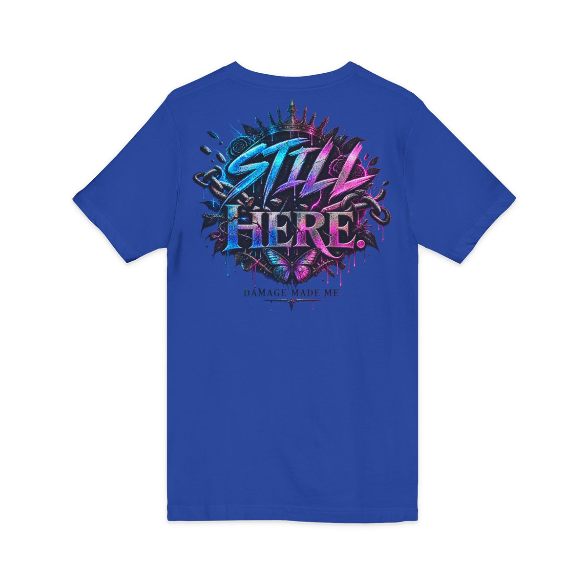 Damage Made Me Still Savage V-Neck T-Shirt | Still Here Graphic Tee | Resilience Streetwear