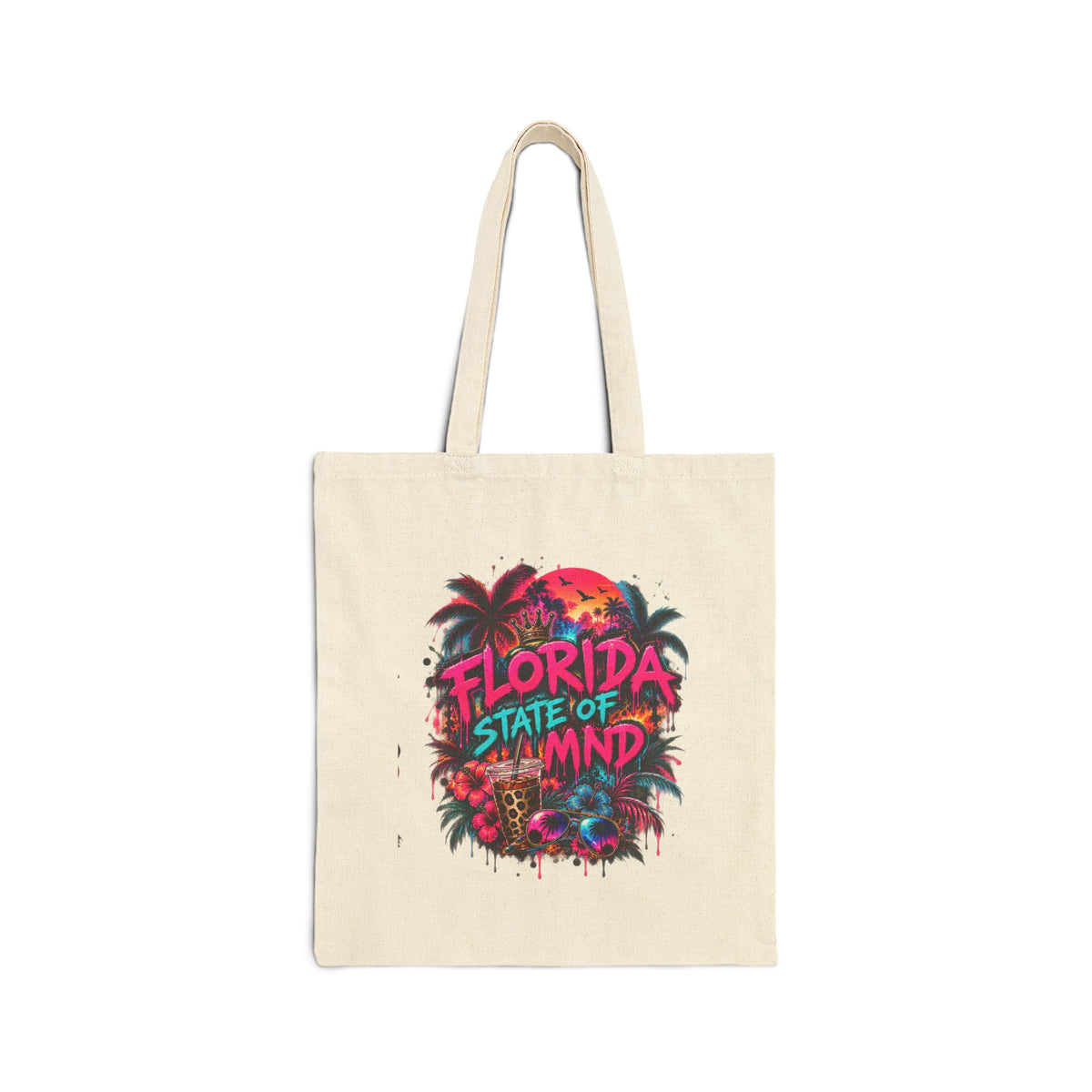 Florida State of Mind Alligator Tote Bag | Colorful Florida Gator Canvas Shopping Bag