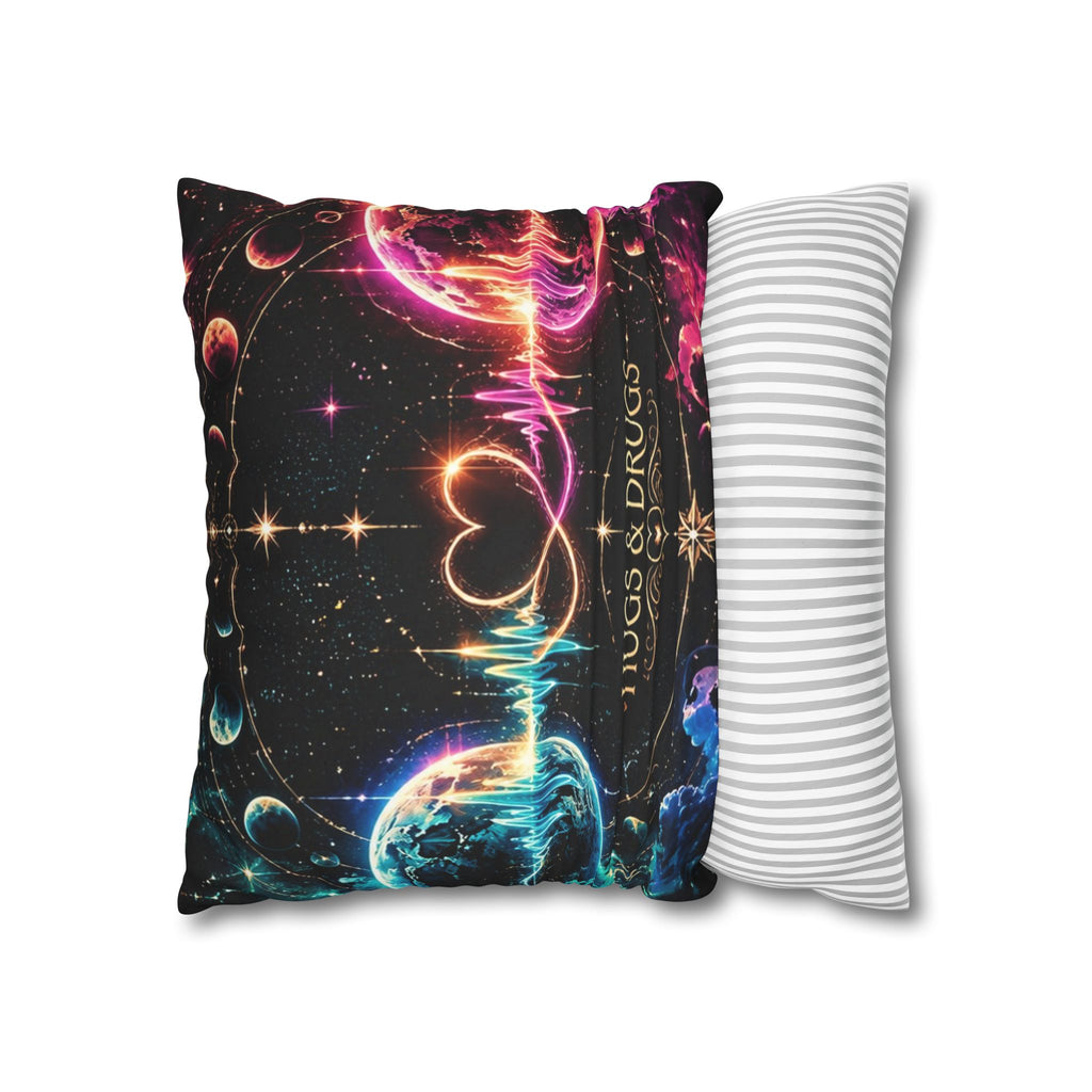Different Worlds, Same Connection | Neon Heart Throw Pillow Cover | Hugs & Drugs