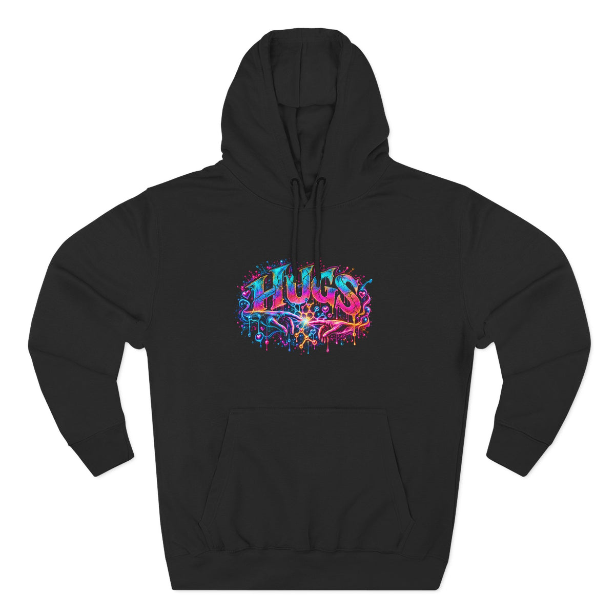 Neon HUGS Hoodie | Psychedelic Graffiti Graphic Fleece Sweatshirt