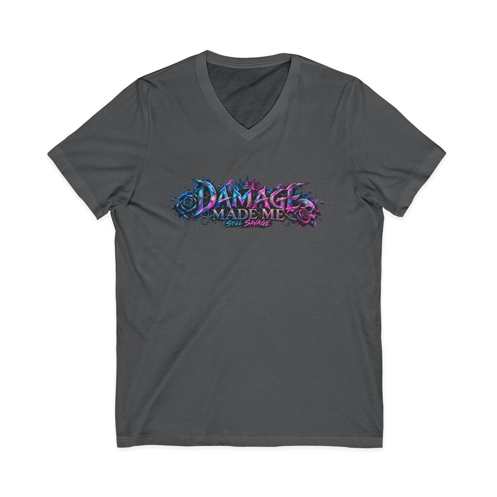 Damage Made Me Still Savage V-Neck T-Shirt | Still Here Graphic Tee | Resilience Streetwear