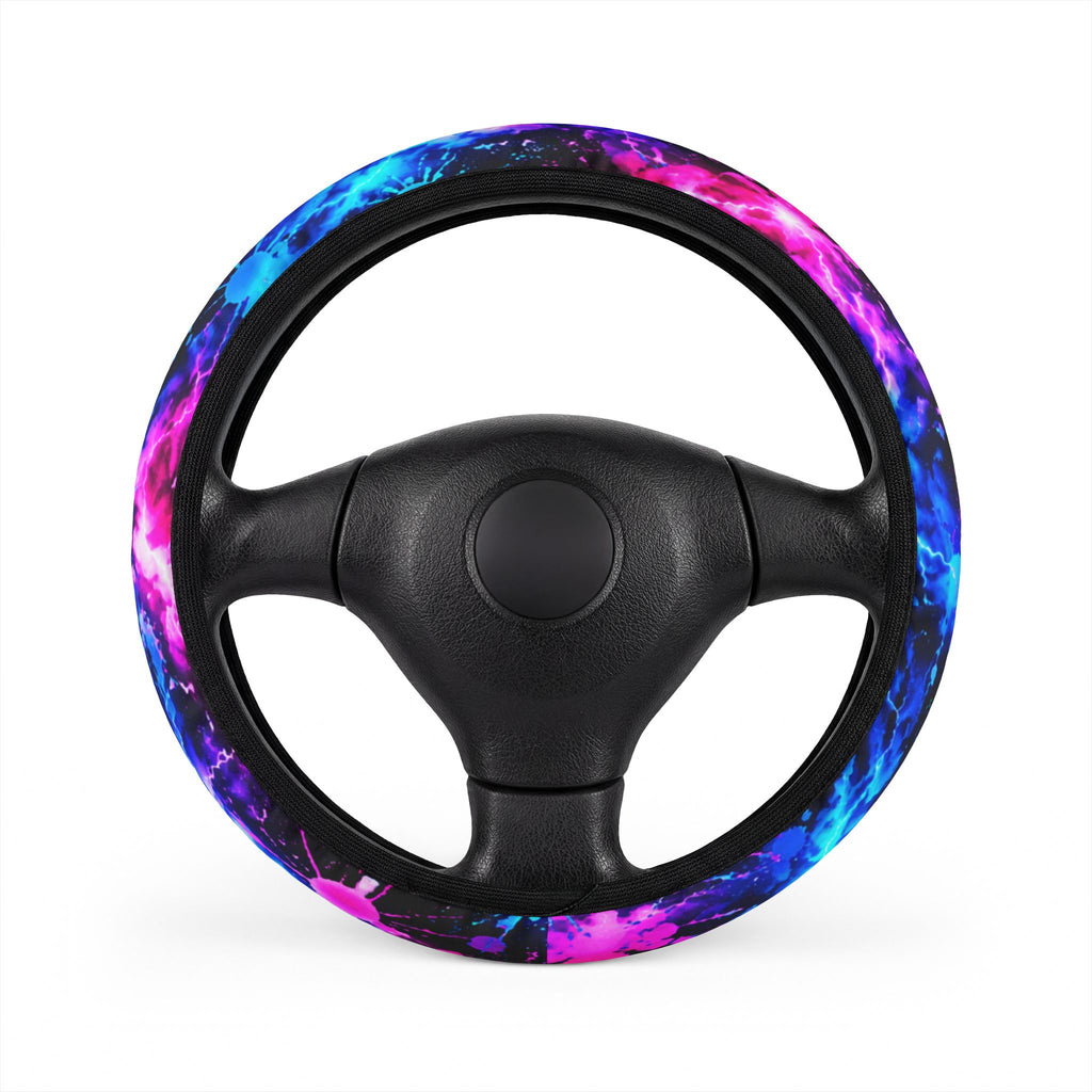 Hugs & Drugs After Hours Neon Steering Wheel Cover | Blue & Pink Car Accessories