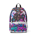 Hugs & Drugs Neon Graffiti Backpack | Psychedelic Street Art Bag