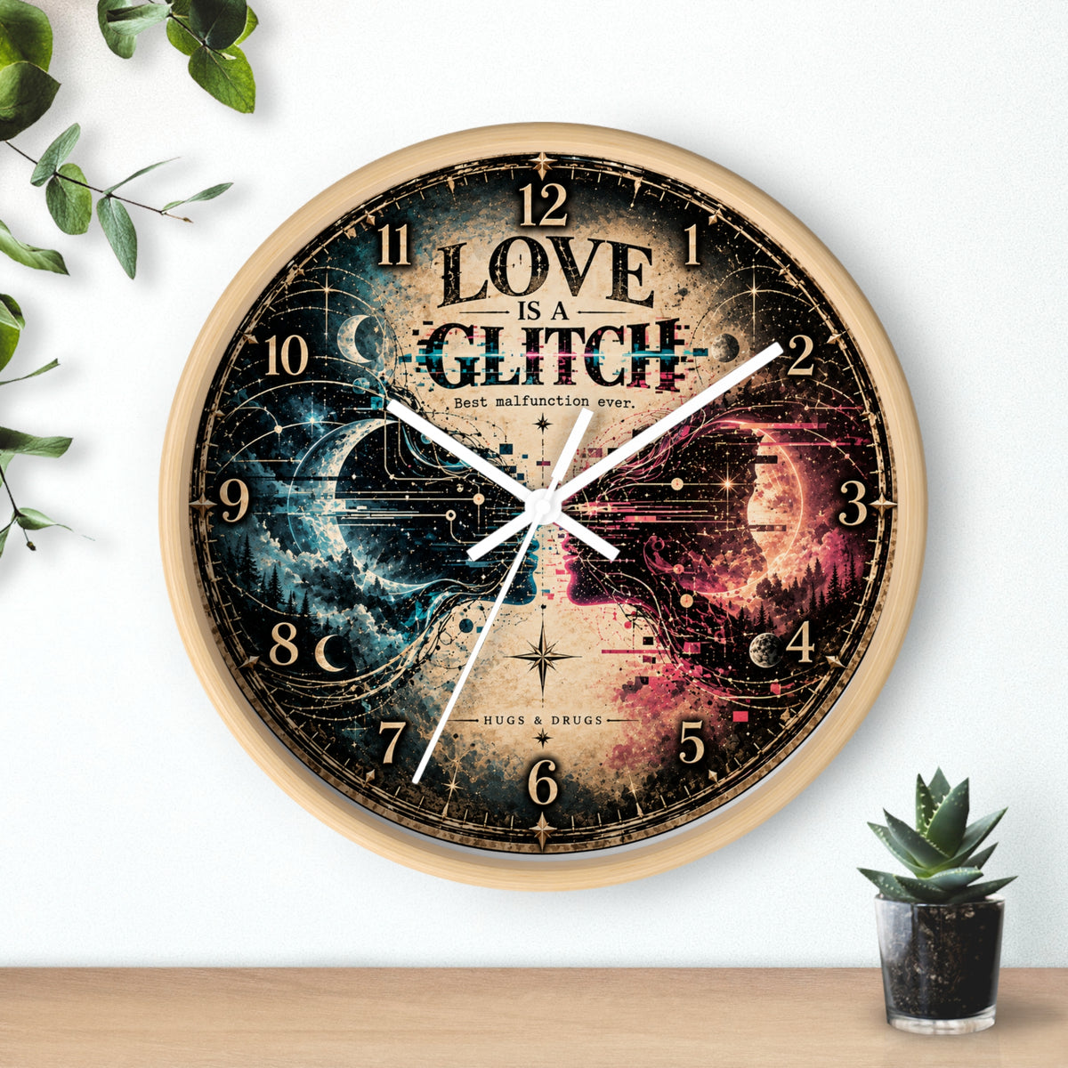 Love Is a Glitch Wall Clock
