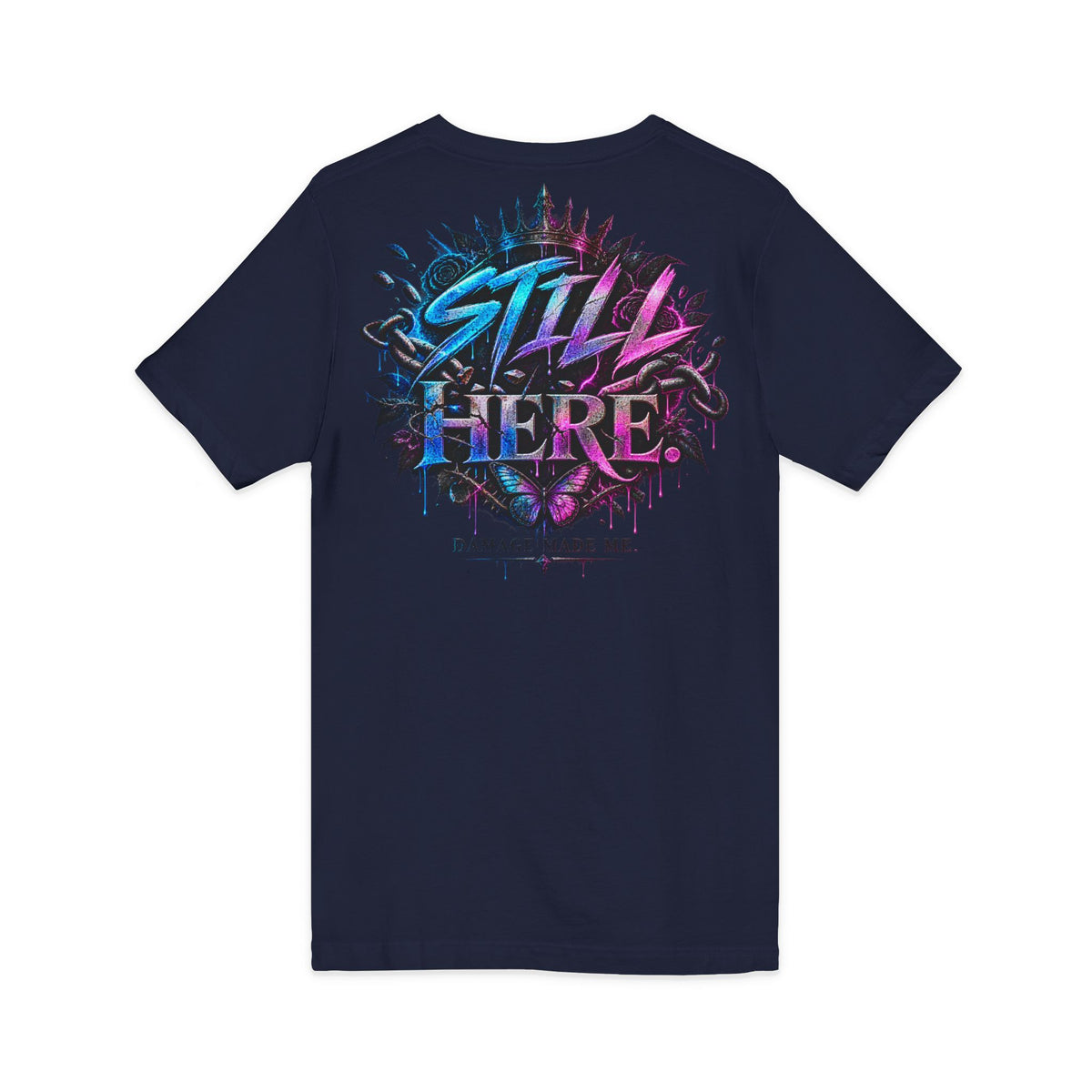Damage Made Me Still Savage V-Neck T-Shirt | Still Here Graphic Tee | Resilience Streetwear