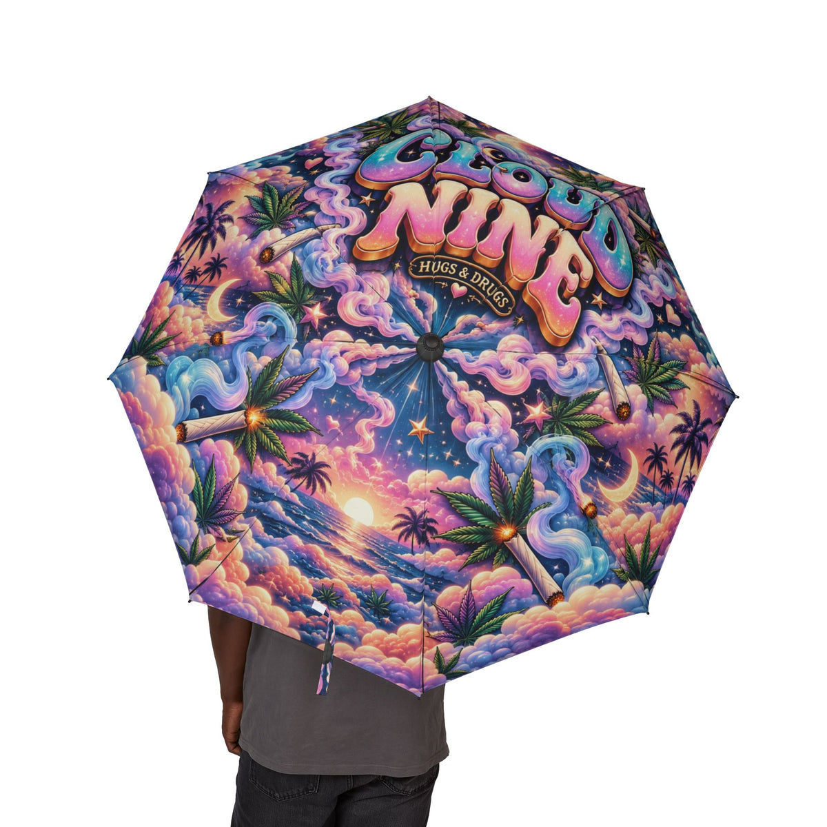 Sundazed Sunday Cloud 9 Umbrella | Colorful Psychedelic Tropical Foldable Rain Umbrella