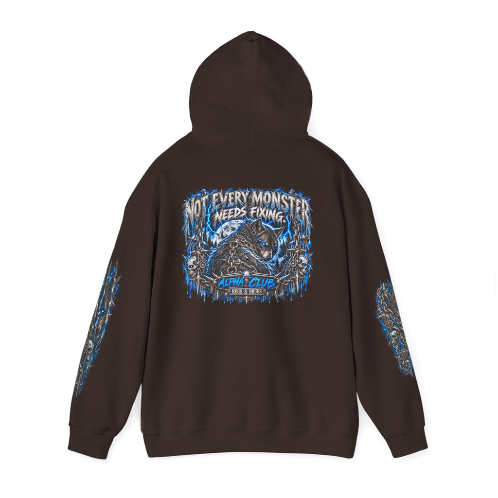 Wolf Alpha Club Hoodie – Hugs & Drugs Unisex Wolf Graphic Sweatshirt | Edgy Streetwear