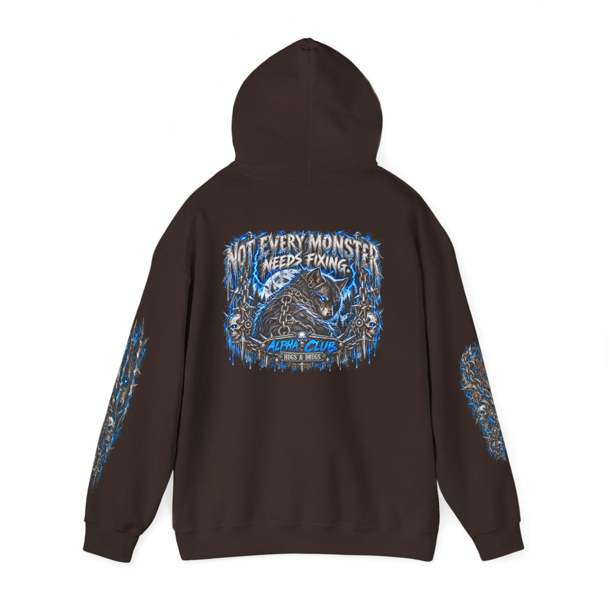 Wolf Alpha Club Hoodie – Hugs & Drugs Unisex Wolf Graphic Sweatshirt | Edgy Streetwear