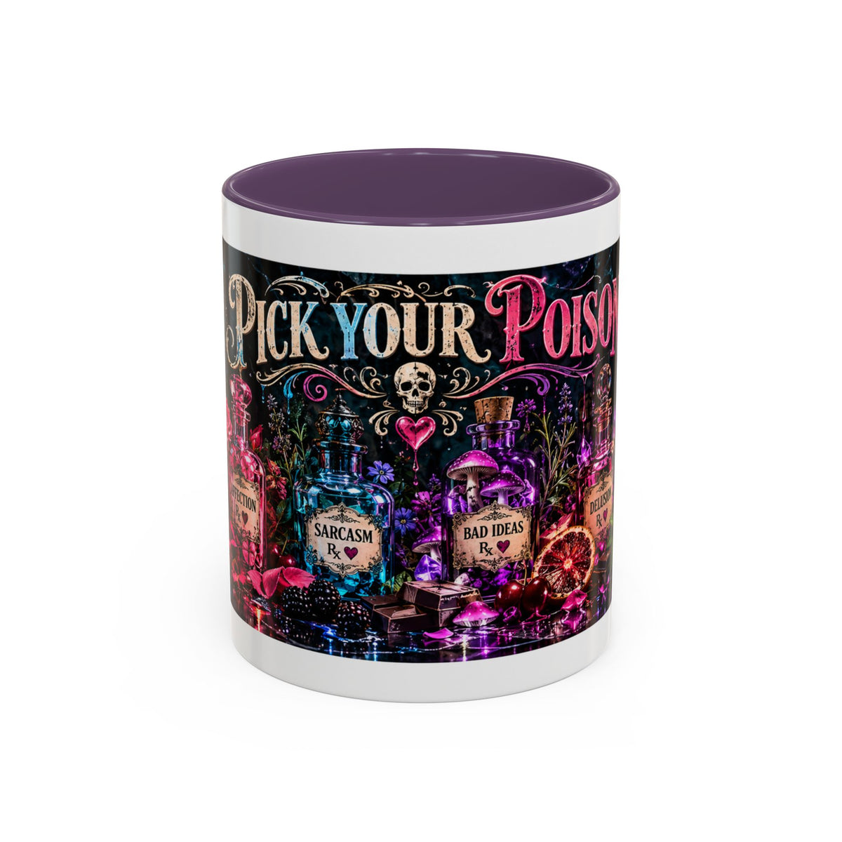 Pick Your Poison Coffee Mug | Gothic Apothecary & Psychedelic Mushroom Art | 11oz & 15oz