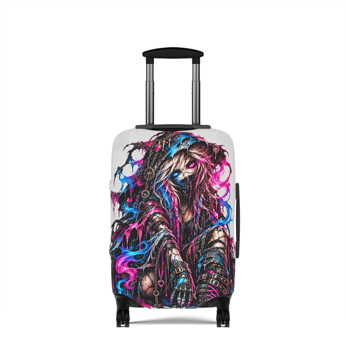 Neon Gothic Fantasy Luggage Cover | Dark Surreal Travel Suitcase Protector