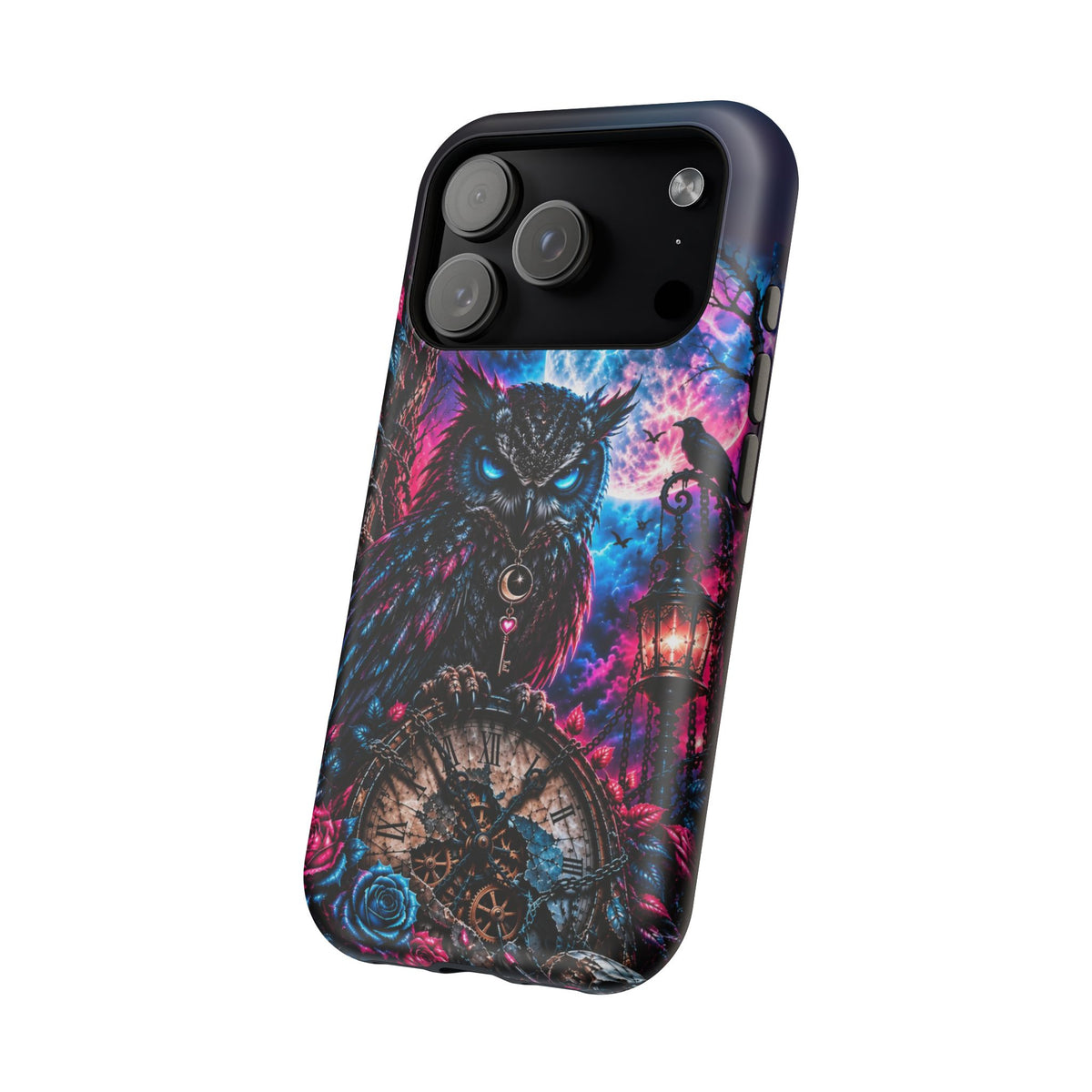 Mystical Owl Phone Case – Dark Fantasy Owl & Roses Magnetic Case for iPhone & Samsung Galaxy