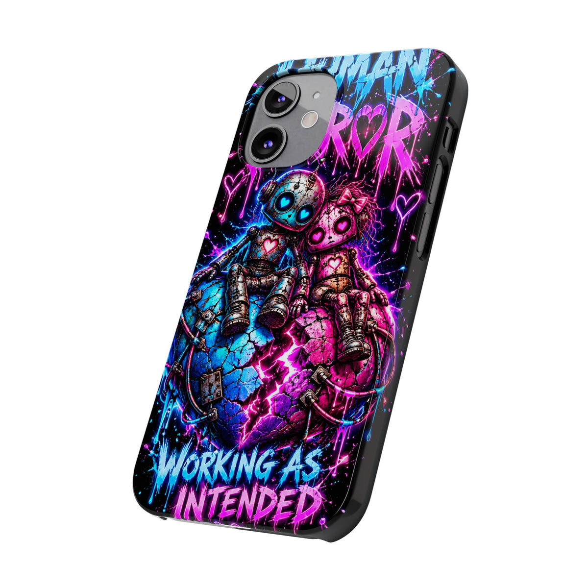 Human Error – Working As Intended Slim iPhone Case | Neon Robot Graphic Phone Cover