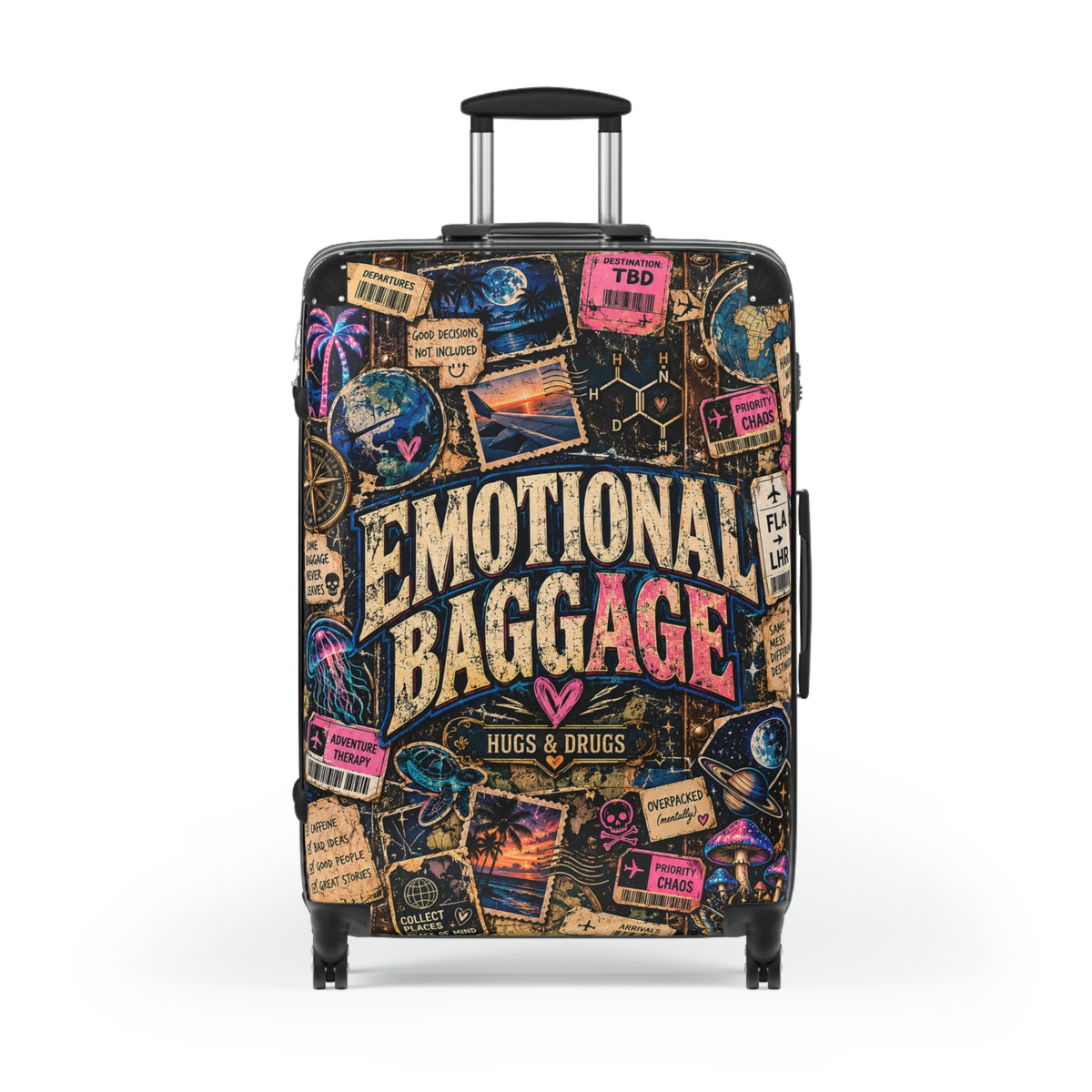 Emotional Baggage Suitcase | Funny Vintage Travel Luggage | Sarcastic Hard Shell Rolling Suitcase