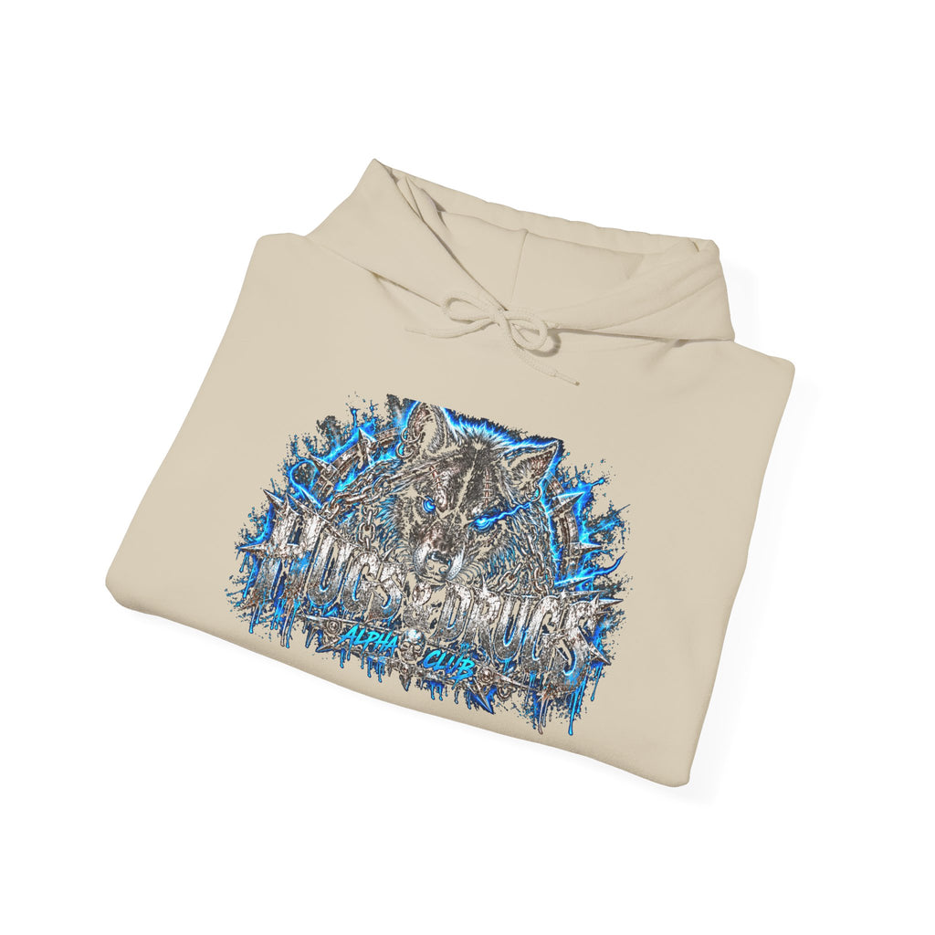 Wolf Alpha Club Hoodie – Hugs & Drugs Unisex Wolf Graphic Sweatshirt | Edgy Streetwear