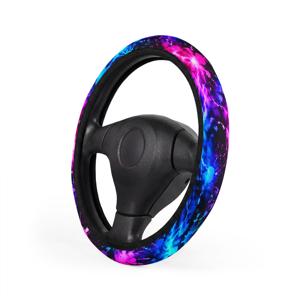 Hugs & Drugs After Hours Neon Steering Wheel Cover | Blue & Pink Car Accessories