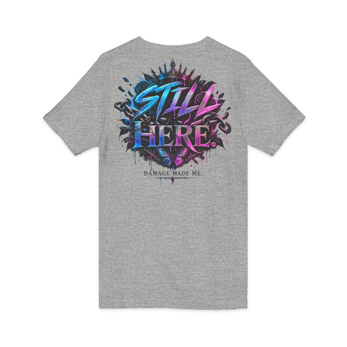 Damage Made Me Still Savage V-Neck T-Shirt | Still Here Graphic Tee | Resilience Streetwear
