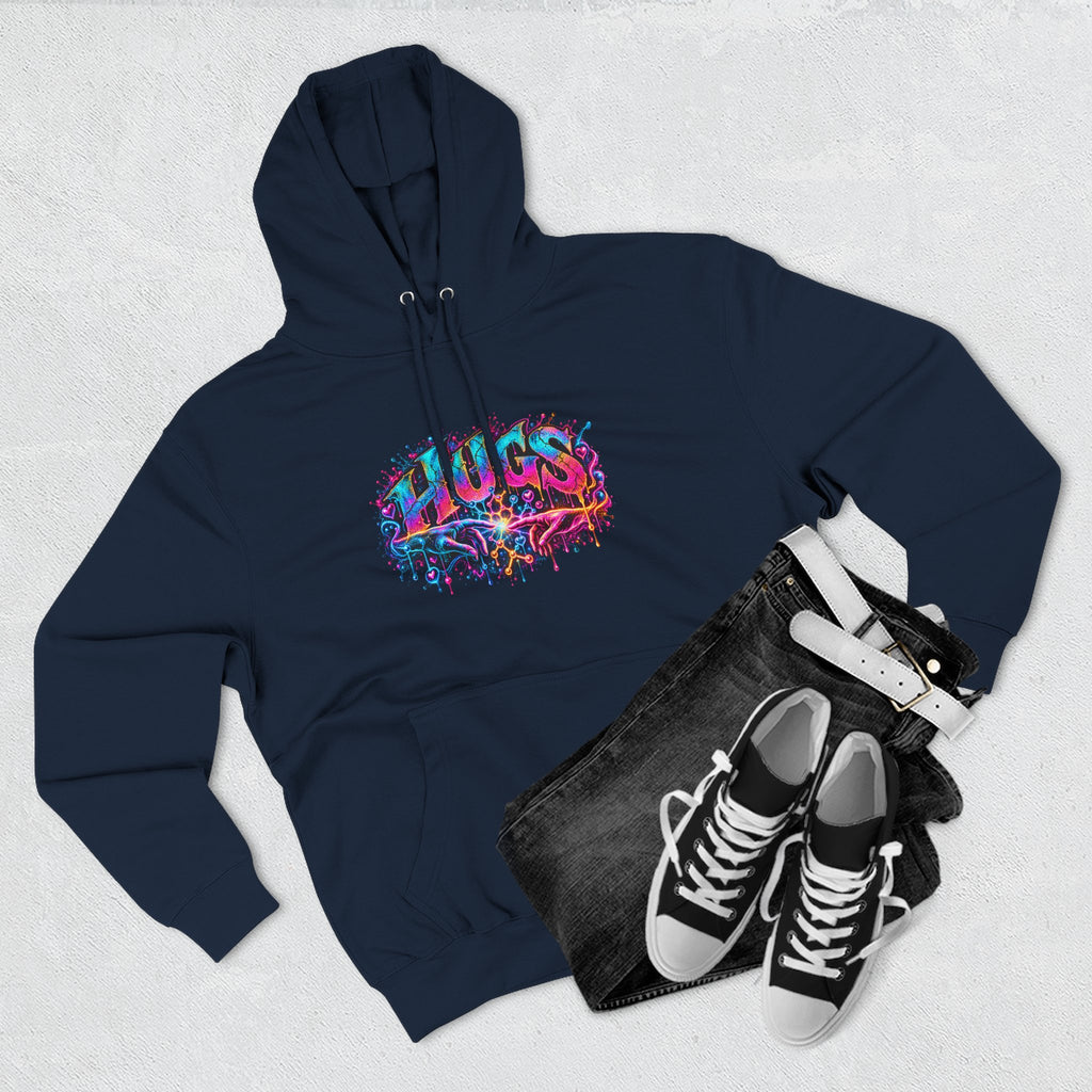 Neon HUGS Hoodie | Psychedelic Graffiti Graphic Fleece Sweatshirt