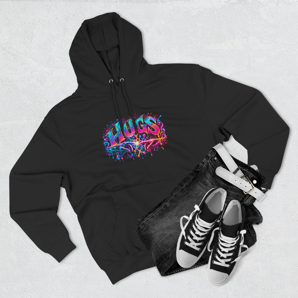 Neon HUGS Hoodie | Psychedelic Graffiti Graphic Fleece Sweatshirt