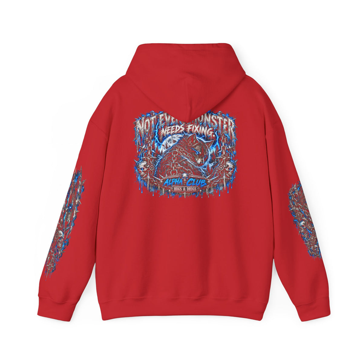 Wolf Alpha Club Hoodie – Hugs & Drugs Unisex Wolf Graphic Sweatshirt | Edgy Streetwear