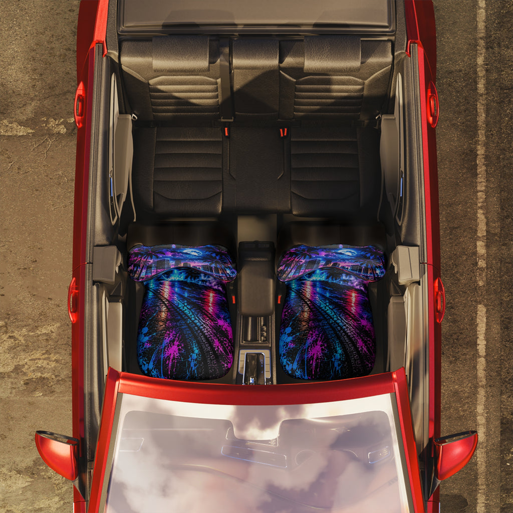 Hugs & Drugs After Hours Car Seat Covers – Neon Sports Car & Midnight City Design | Set of 2