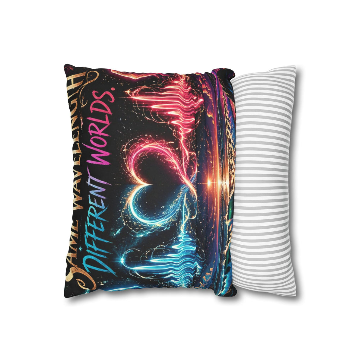 Different Worlds, Same Connection | Neon Heart Throw Pillow Cover | Hugs & Drugs