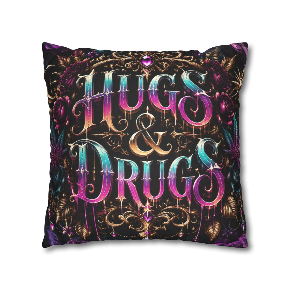 Soft But Sinister Gothic Throw Pillow Cover | Dark Fantasy Decor | Hugs & Drugs