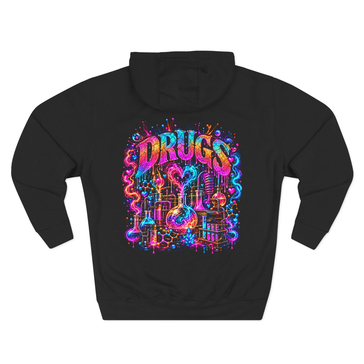 Neon HUGS Hoodie | Psychedelic Graffiti Graphic Fleece Sweatshirt