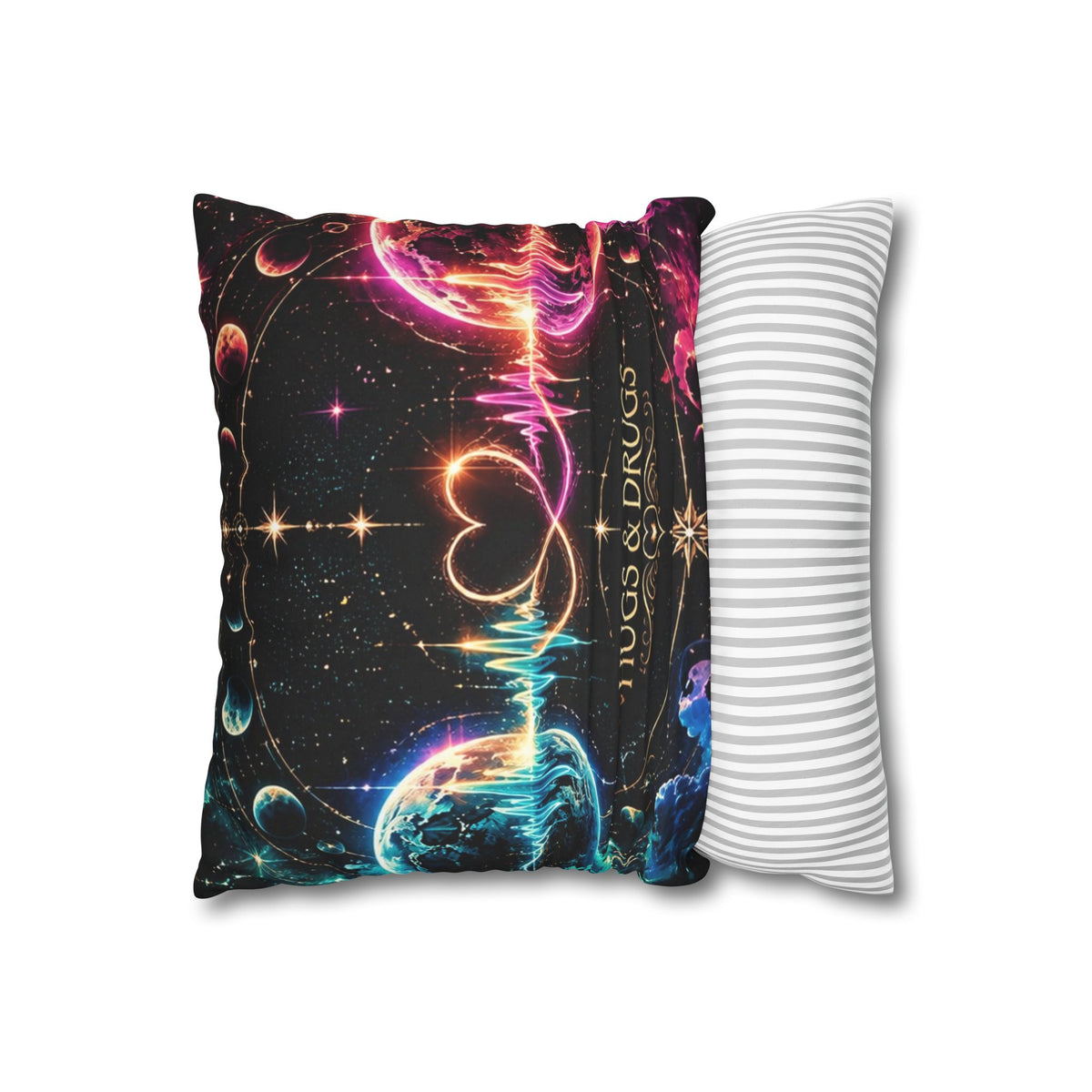 Different Worlds, Same Connection | Neon Heart Throw Pillow Cover | Hugs & Drugs