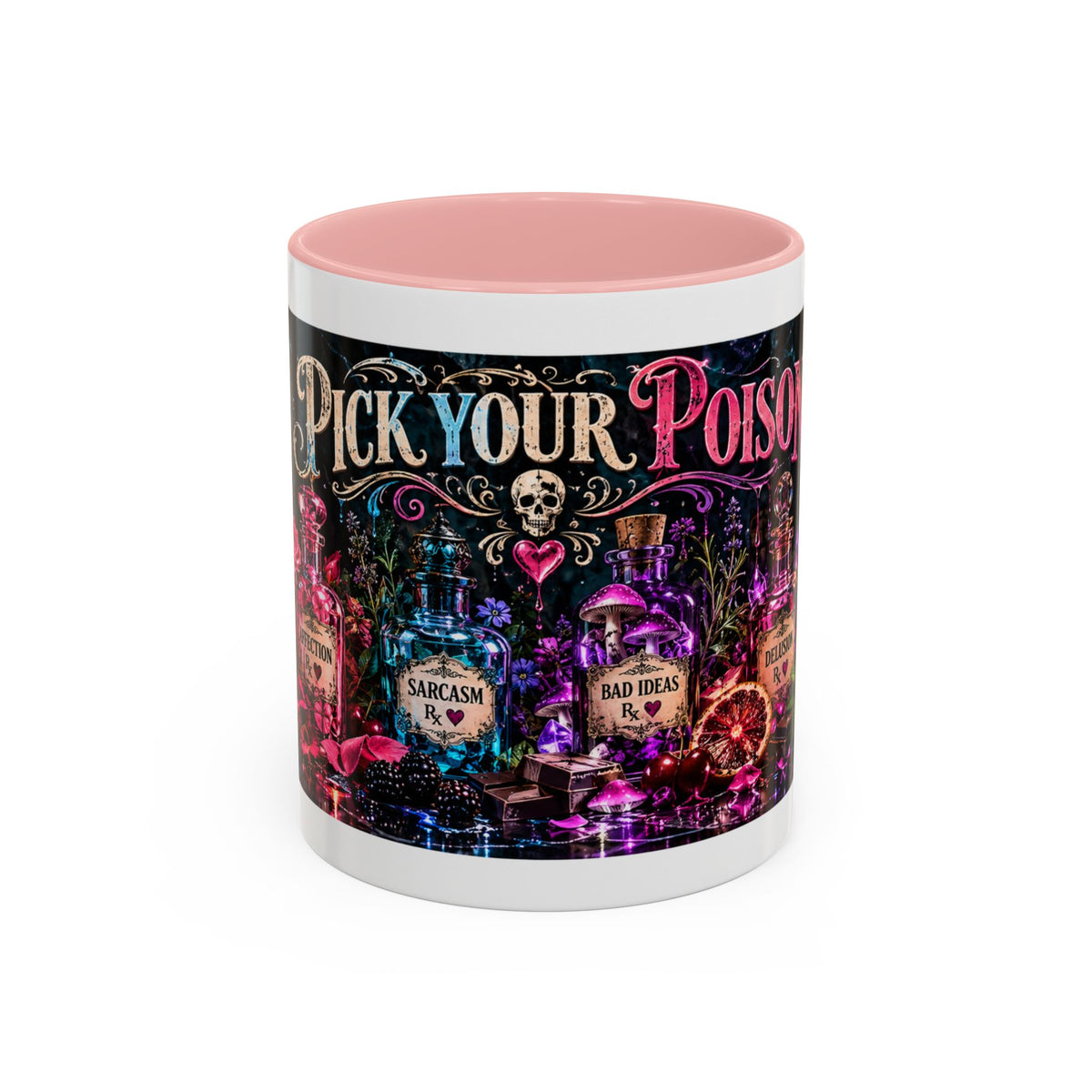 Pick Your Poison Coffee Mug | Gothic Apothecary & Psychedelic Mushroom Art | 11oz & 15oz