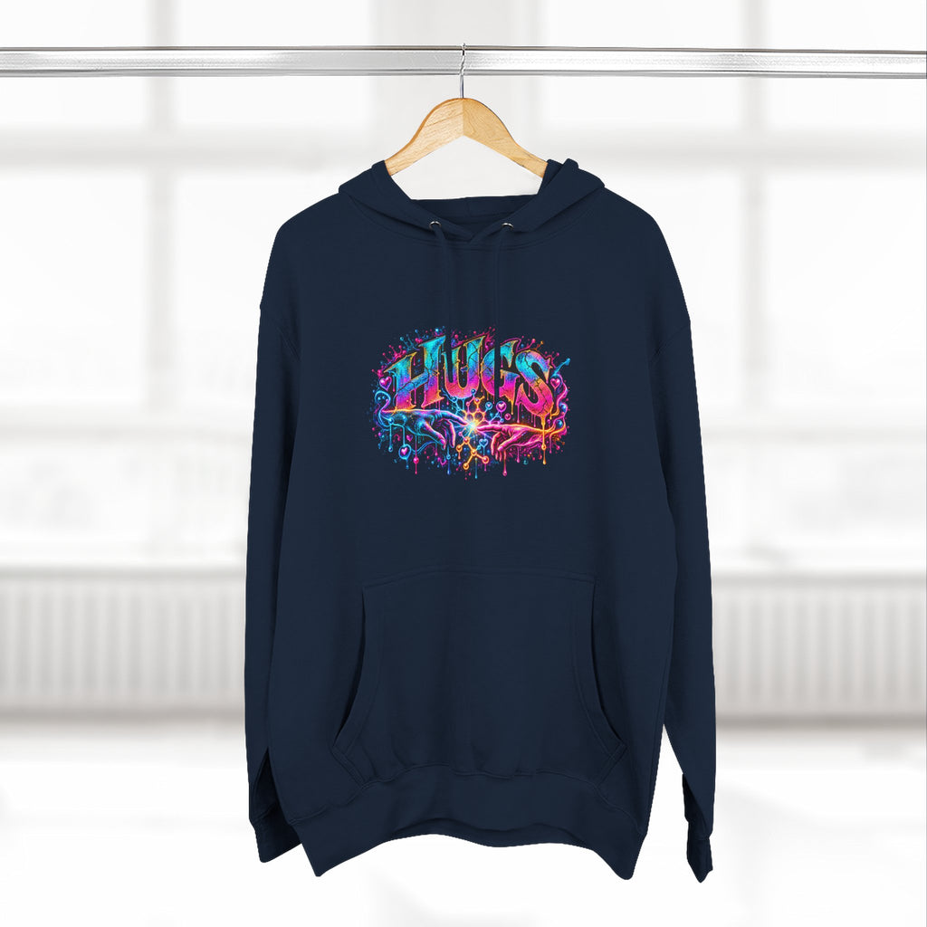 Neon HUGS Hoodie | Psychedelic Graffiti Graphic Fleece Sweatshirt