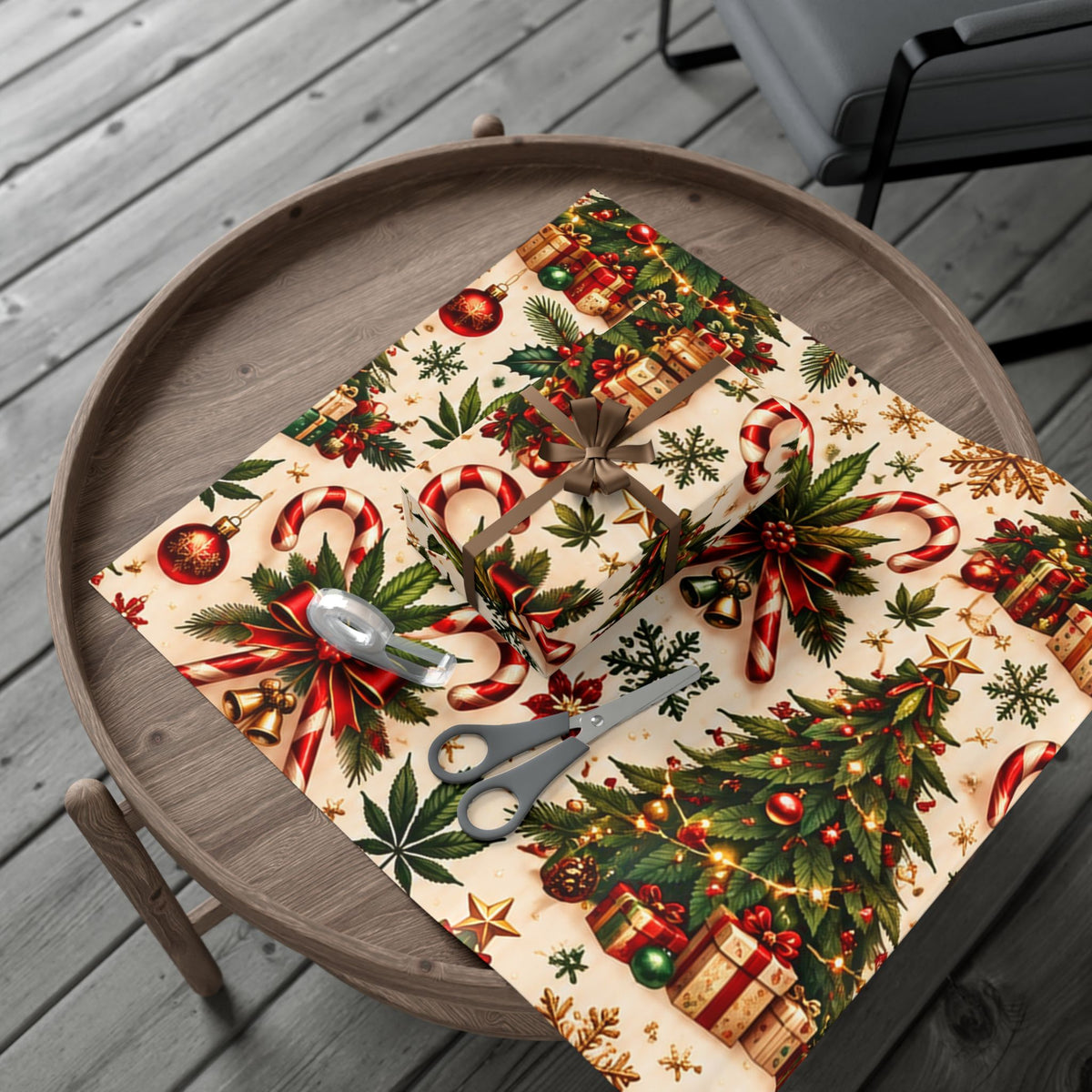 Candy Cane Cannabis Christmas Gift Wrap 🎄🌿