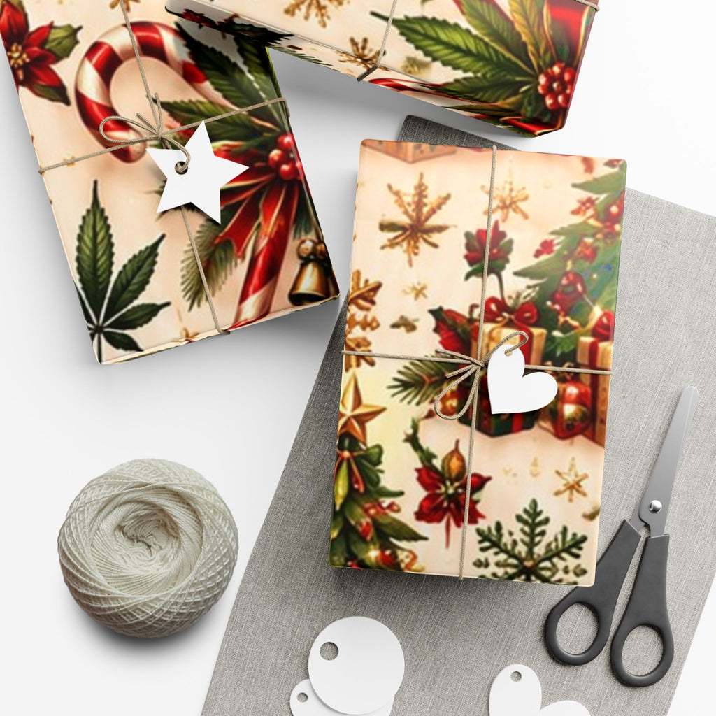 Candy Cane Cannabis Christmas Gift Wrap 🎄🌿