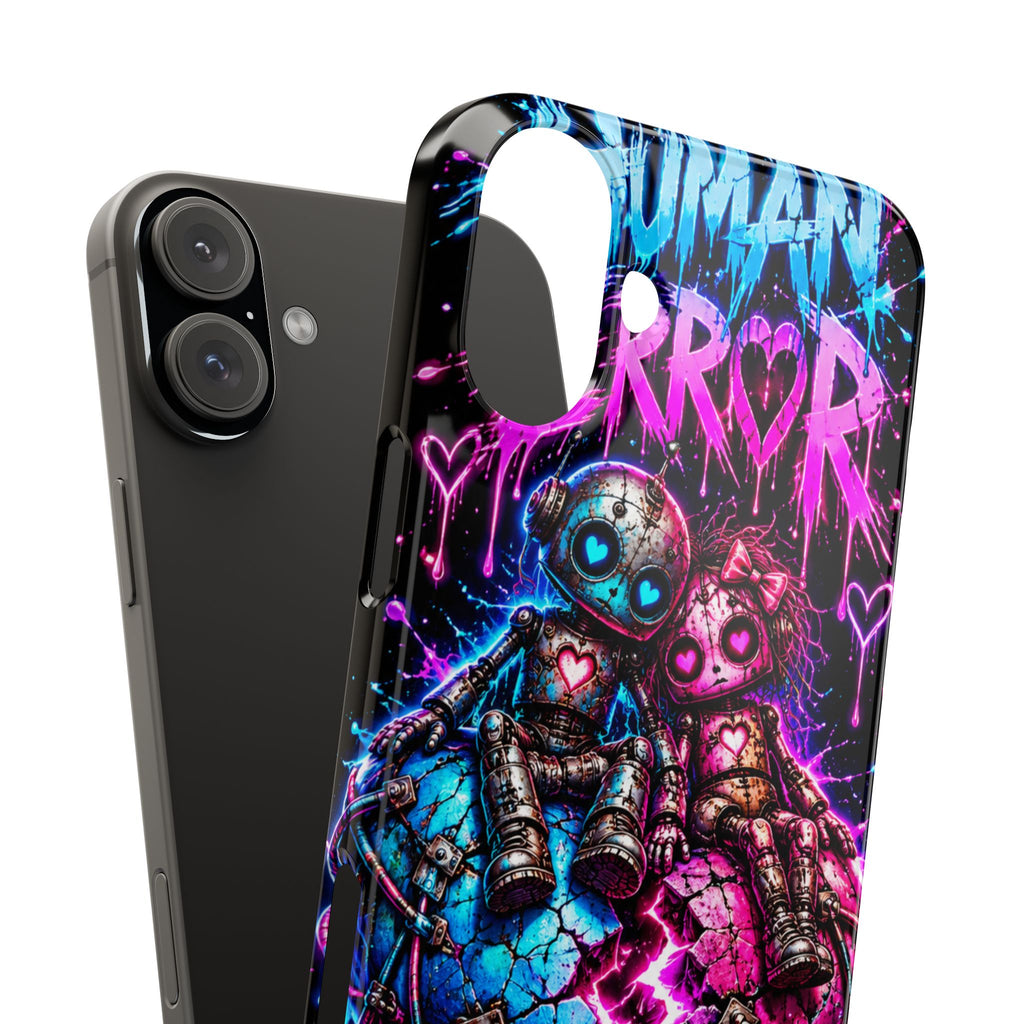 Human Error – Working As Intended Slim iPhone Case | Neon Robot Graphic Phone Cover
