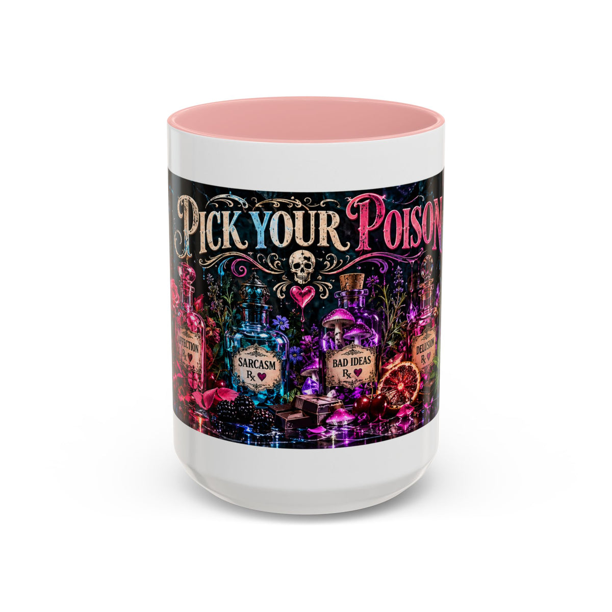 Pick Your Poison Coffee Mug | Gothic Apothecary & Psychedelic Mushroom Art | 11oz & 15oz