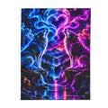 Aurora Wolf Fleece Blanket — Neon Wolves Heart Night Sky Throw