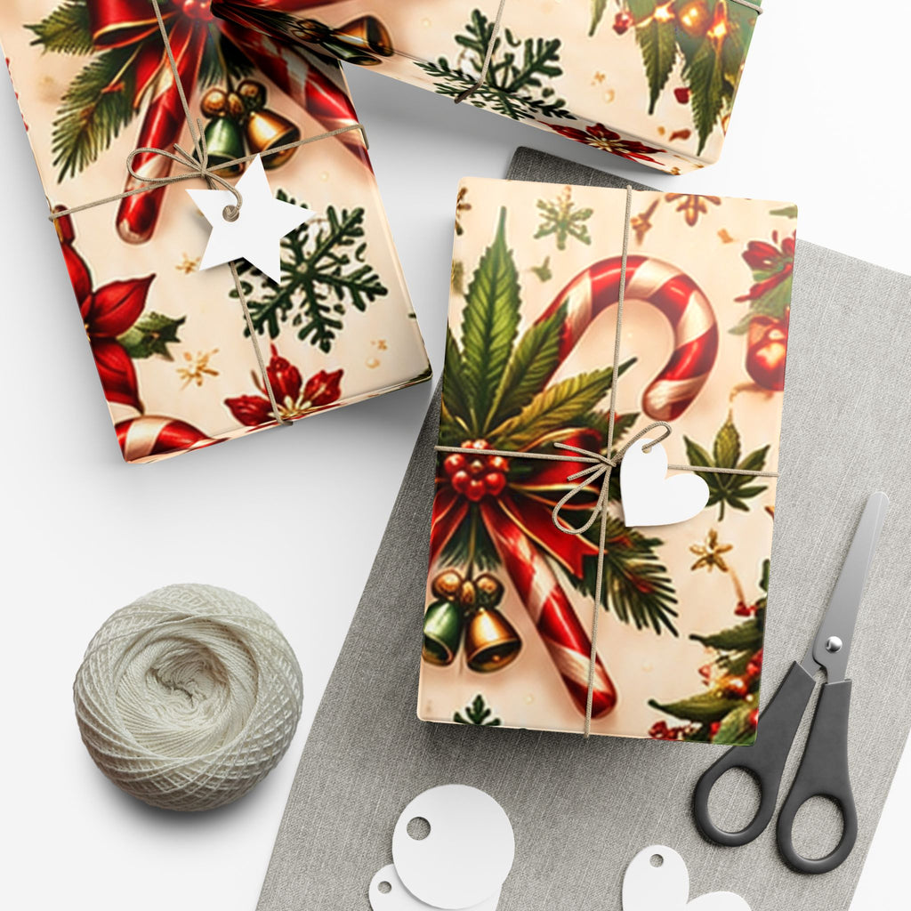 Candy Cane Cannabis Christmas Gift Wrap 🎄🌿
